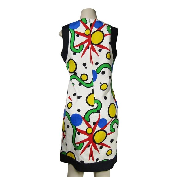 VTG 80s 90s GILLIAN Abstract SILK POP ART Atomic Mod Artsy Geometric Dress M - Picture 5 of 10